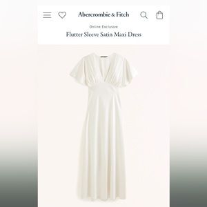XXS Ivory Abercrombie & Fitch Flutter Sleeve Satin Maxi Dress